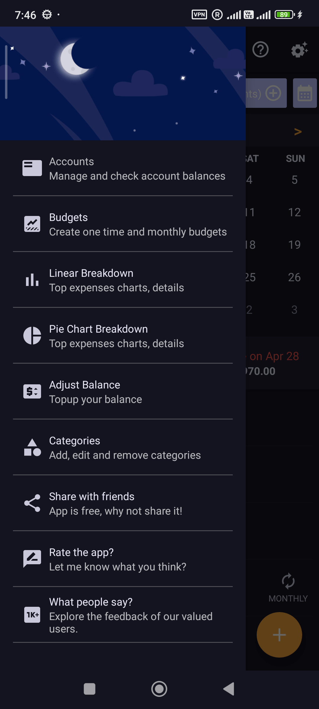 Adding a single expense in Simple Budget